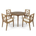 Pines Outdoor 5 Piece Acacia Wood Dining Set with Cushions by Christopher Knight Home