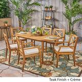 Pines Outdoor 7 Piece Acacia Wood Dining Set by Christopher Knight Home