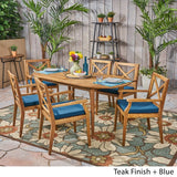 Pines Outdoor 7 Piece Acacia Wood Dining Set by Christopher Knight Home