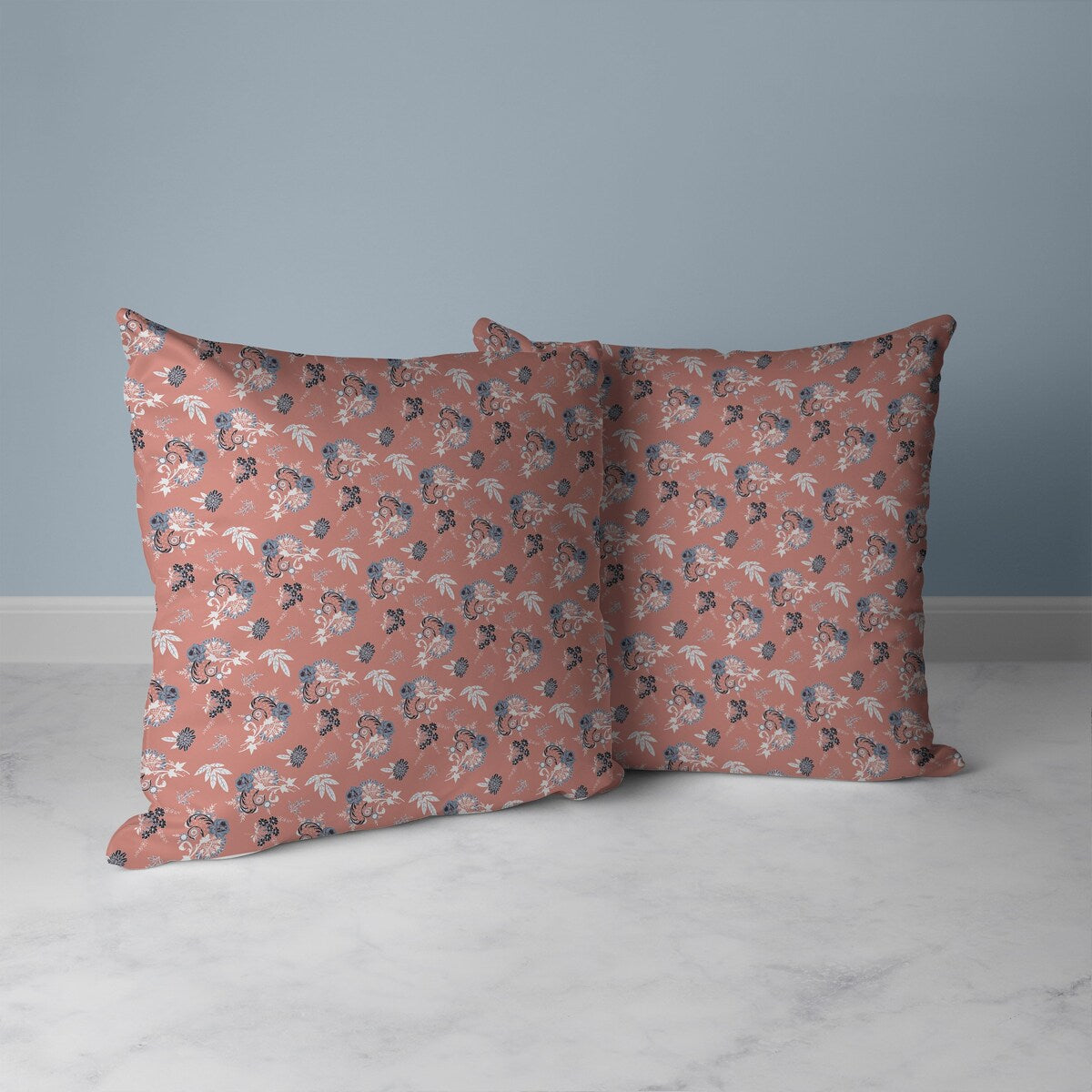 Pink And Blue Rose Dreams Faux Suede Throw Pillow Zipper