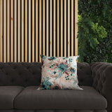 Pink And Brown Delightful Wildflowers Faux Suede Throw Pillow Zipper