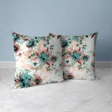 Pink And Brown Delightful Wildflowers Faux Suede Throw Pillow Zipper