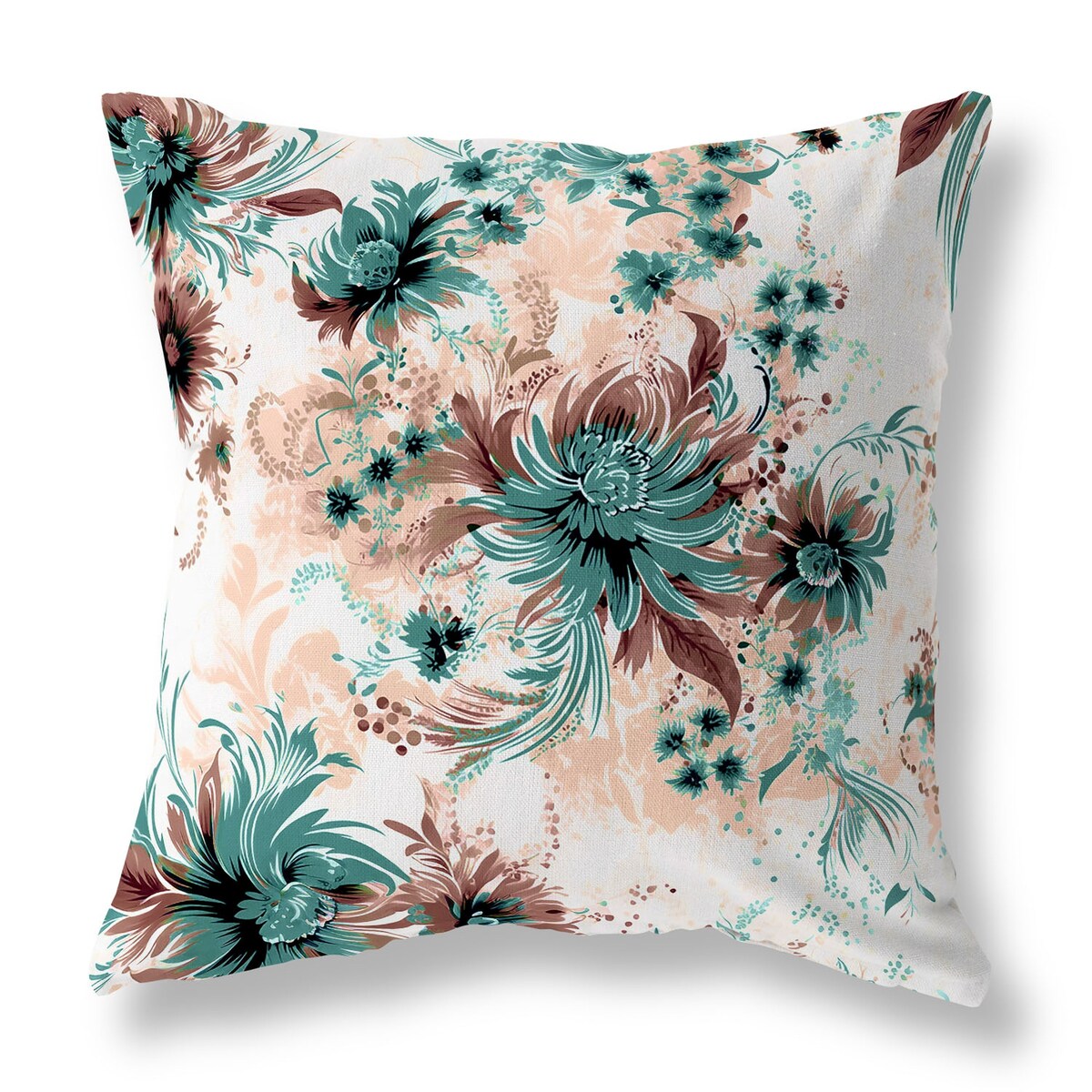 Pink And Brown Delightful Wildflowers Faux Suede Throw Pillow Zipper