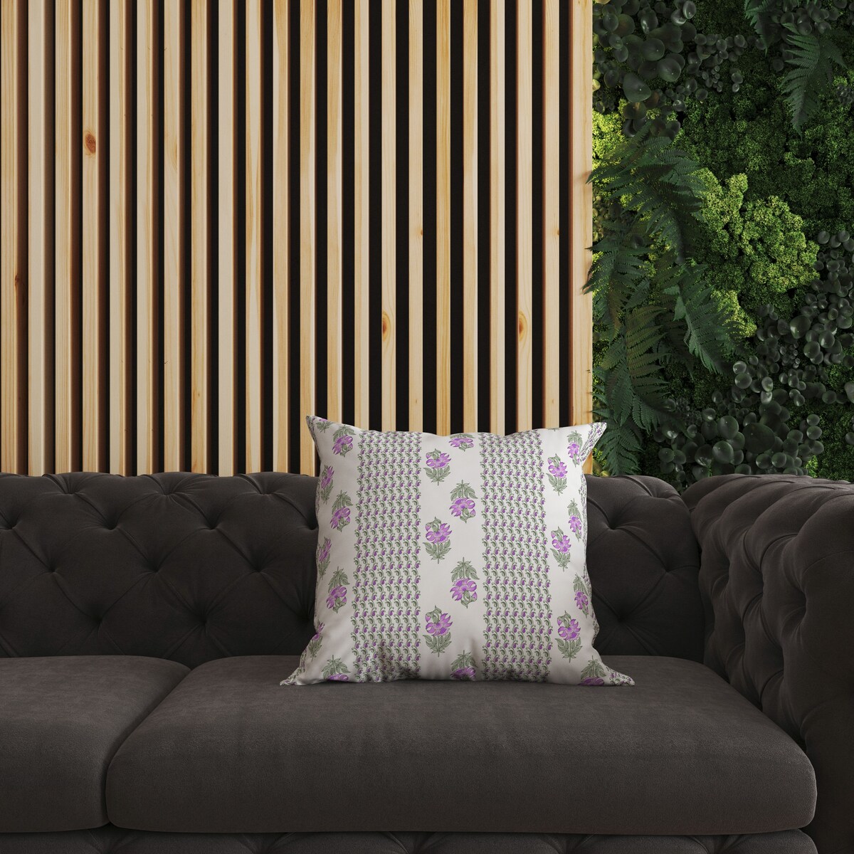 Pink And Green Anemone Artistry Faux Suede Throw Pillow