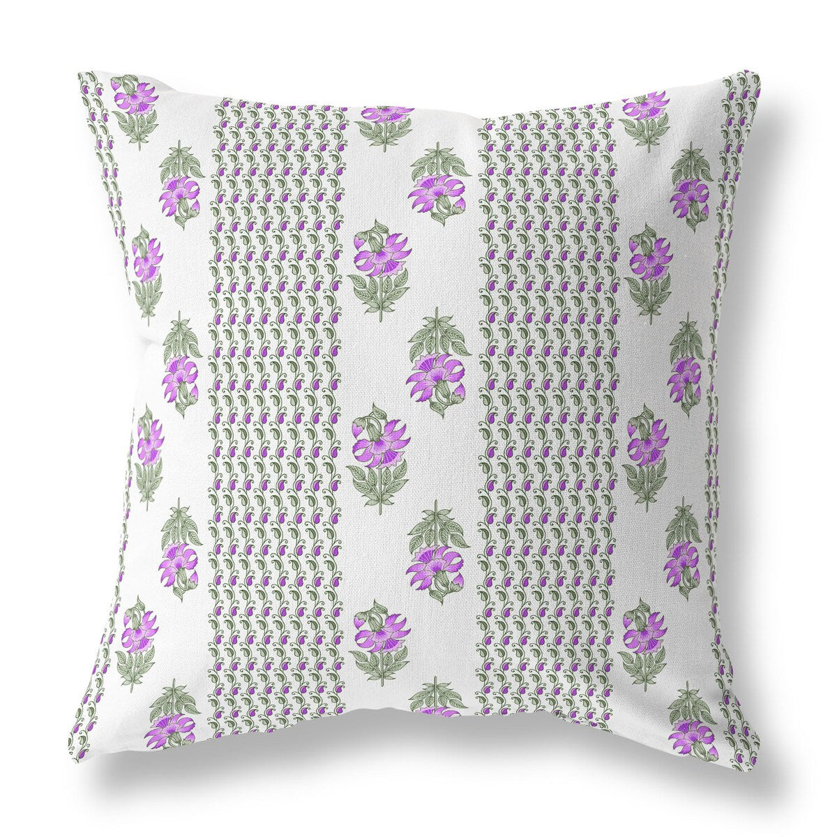 Pink And Green Anemone Artistry Faux Suede Throw Pillow