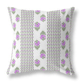 Pink And Green Anemone Artistry Faux Suede Throw Pillow