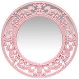 Traditional Pink 24 inch Decorative Round Pink Wall Mirror - 23.5 x 1 x 23.5