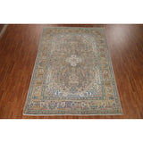Pink Distressed Tabriz Persian Rug Hand-knotted Vintage Wool Carpet - 8'1" x 11'3"