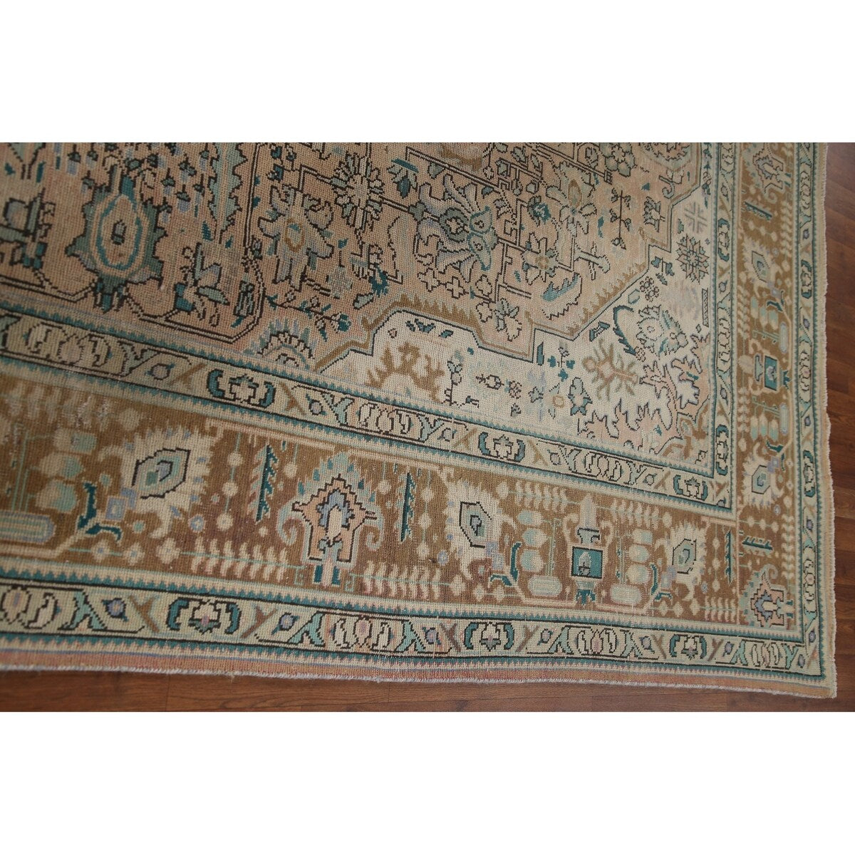Pink Distressed Tabriz Persian Rug Hand-knotted Vintage Wool Carpet - 8'1" x 11'3"
