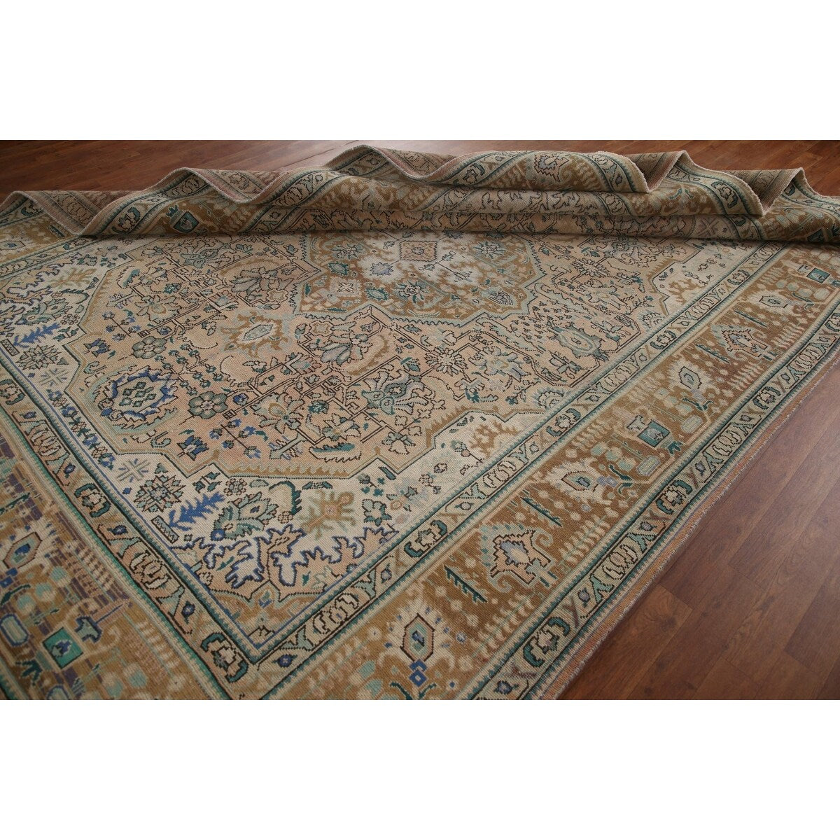 Pink Distressed Tabriz Persian Rug Hand-knotted Vintage Wool Carpet - 8'1" x 11'3"