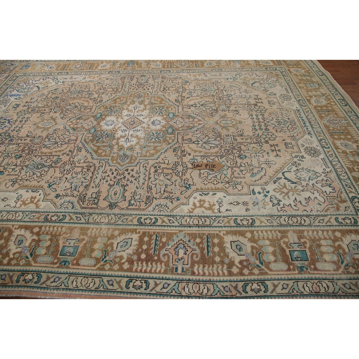 Pink Distressed Tabriz Persian Rug Hand-knotted Vintage Wool Carpet - 8'1" x 11'3"