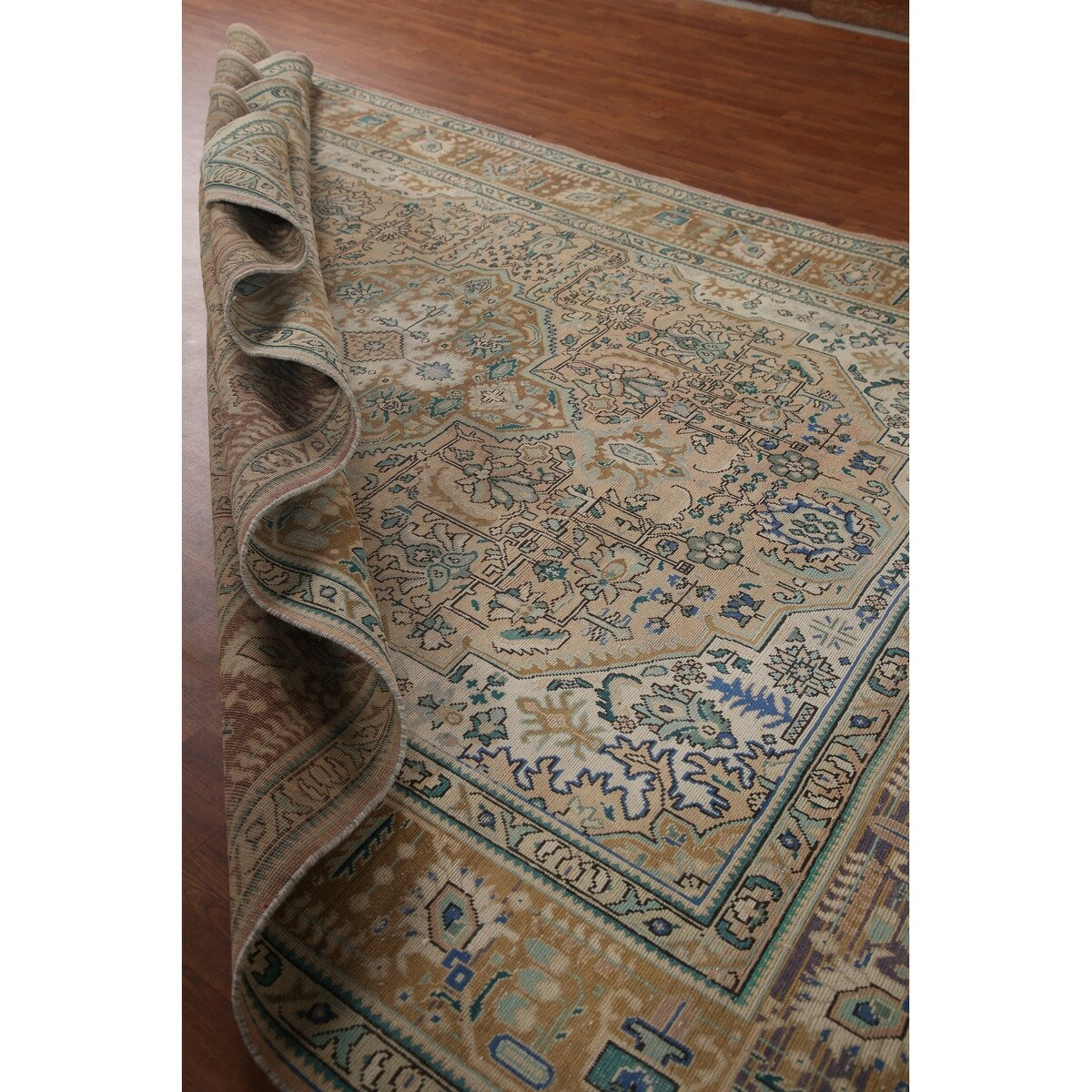 Pink Distressed Tabriz Persian Rug Hand-knotted Vintage Wool Carpet - 8'1" x 11'3"