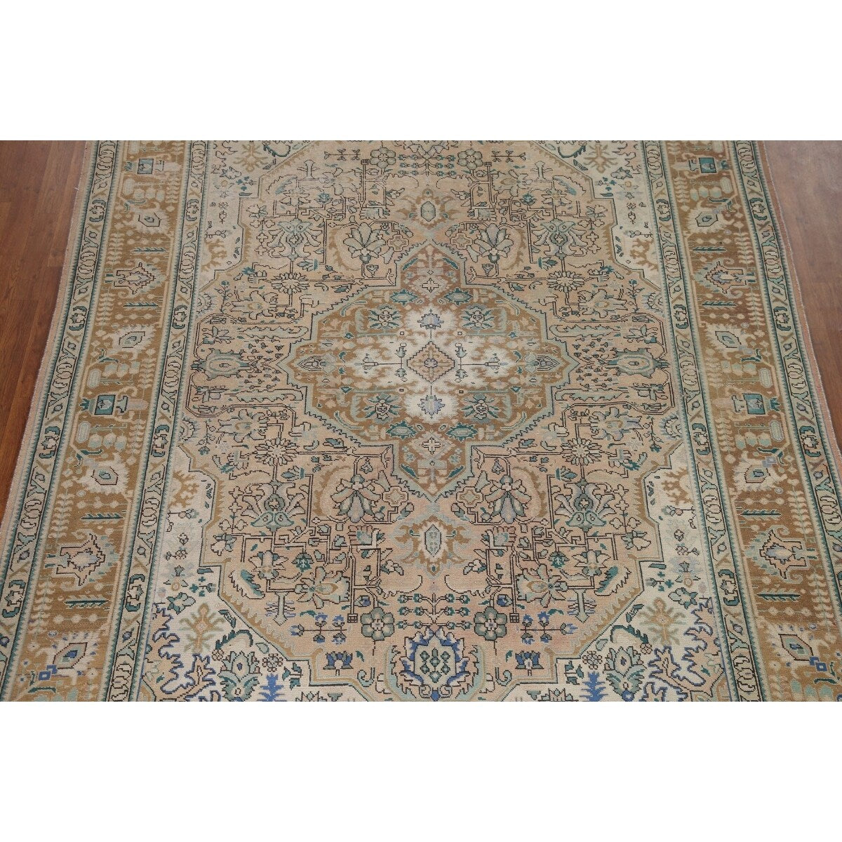 Pink Distressed Tabriz Persian Rug Hand-knotted Vintage Wool Carpet - 8'1" x 11'3"
