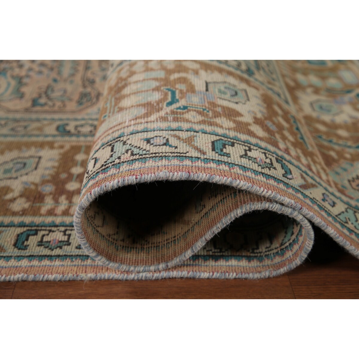 Pink Distressed Tabriz Persian Rug Hand-knotted Vintage Wool Carpet - 8'1" x 11'3"