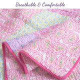 Pink Elephant Patch Cotton Pink Purple Paisley Quilt Bedding Set