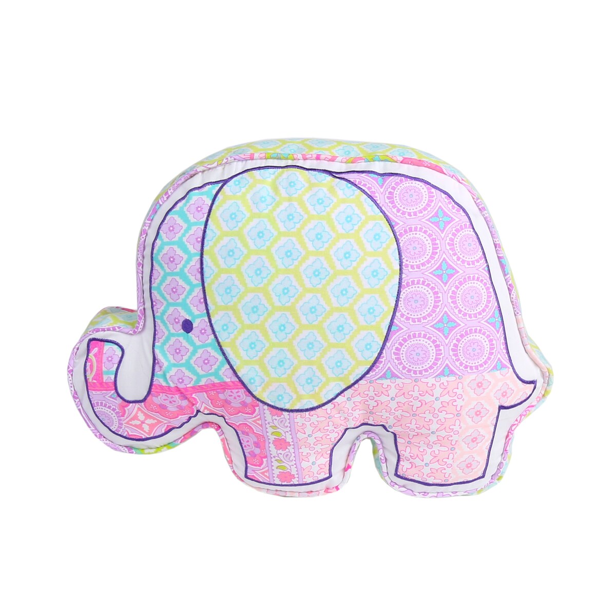 Pink Elephant Patch Cotton Pink Purple Paisley Quilt Bedding Set