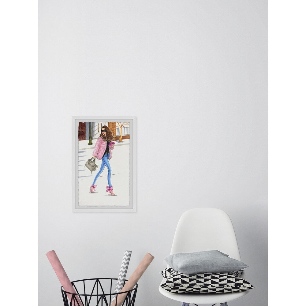 'Pink Fashionistas' Framed Painting Print - Multi-Color