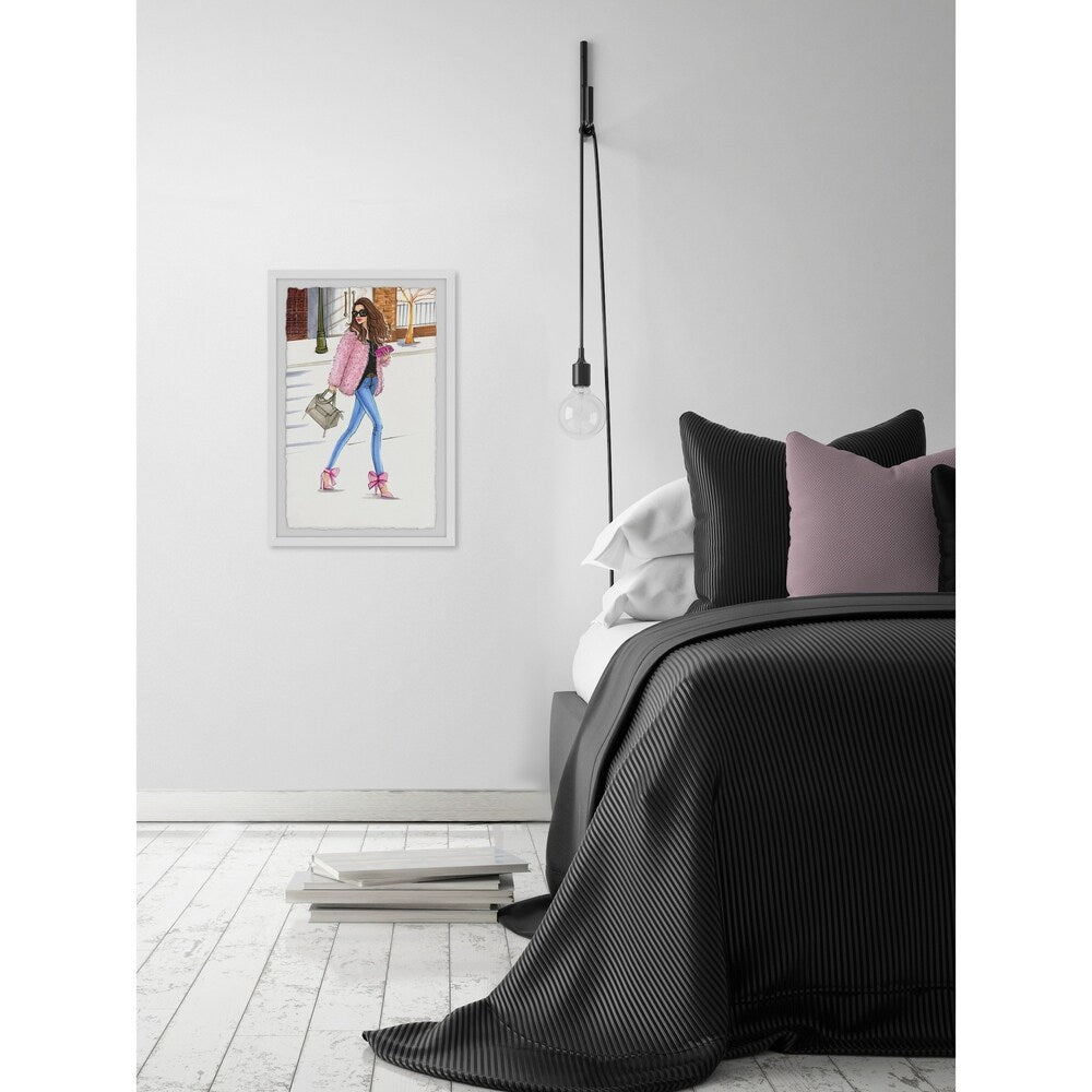 'Pink Fashionistas' Framed Painting Print - Multi-Color