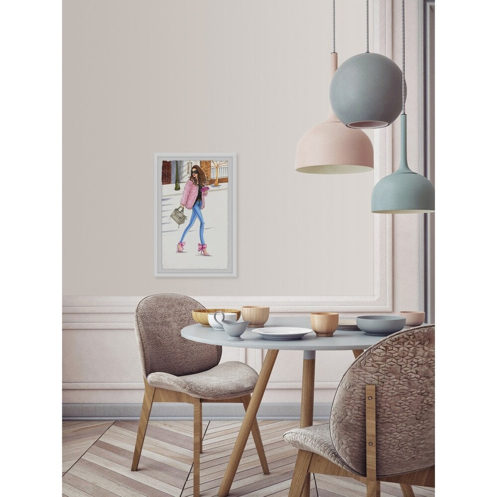 'Pink Fashionistas' Framed Painting Print - Multi-Color