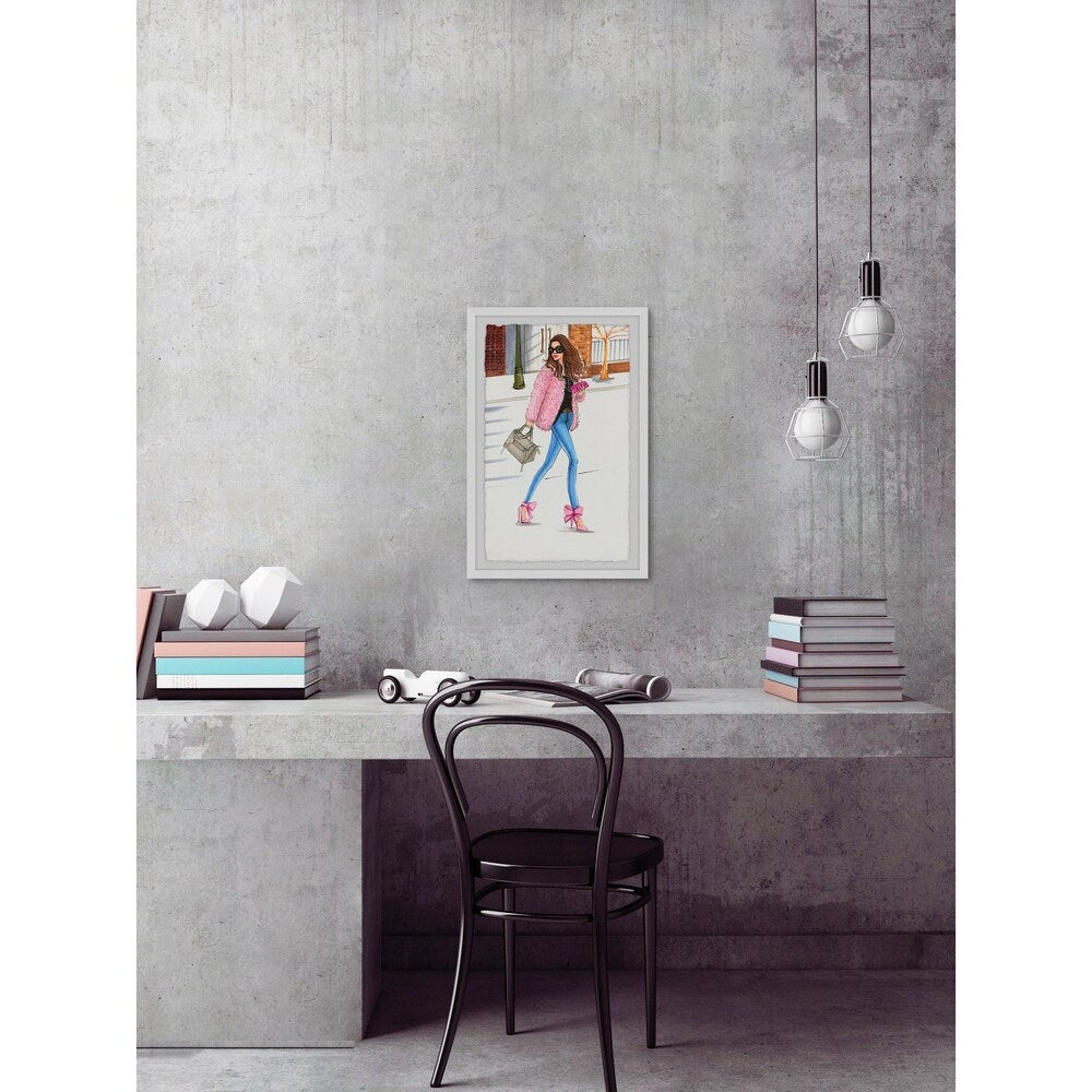 'Pink Fashionistas' Framed Painting Print - Multi-Color