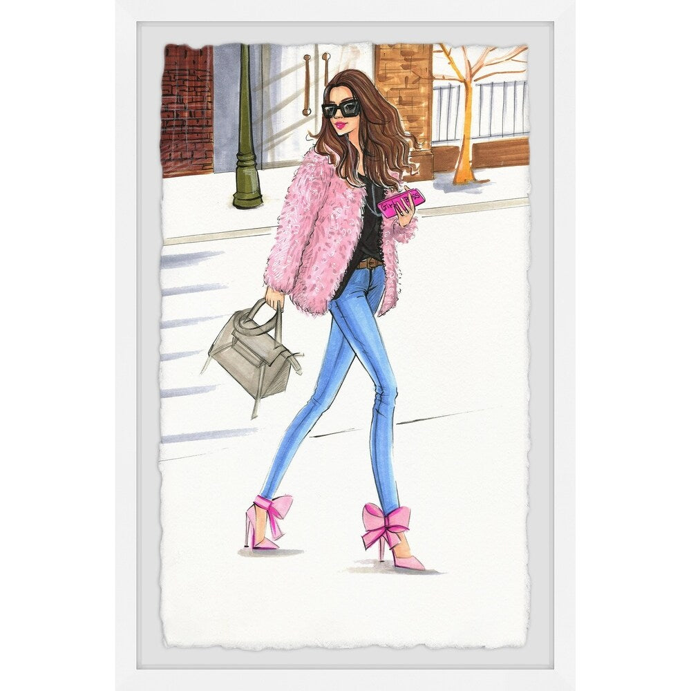 'Pink Fashionistas' Framed Painting Print - Multi-Color