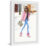 'Pink Fashionistas' Framed Painting Print - Multi-Color