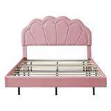 Pink Full Velvet Floating Smart Led Bed Frame: Remote Led