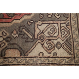 Pink Geometric Hamedan Persian Vintage Rug Hand-Knotted Wool Carpet - 4'1" x 6'6"