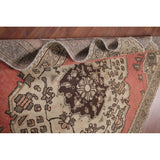 Pink Geometric Hamedan Persian Vintage Rug Hand-Knotted Wool Carpet - 4'1" x 6'6"