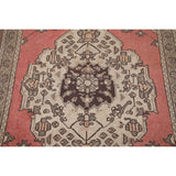 Pink Geometric Hamedan Persian Vintage Rug Hand-Knotted Wool Carpet - 4'1" x 6'6"