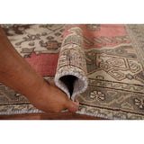 Pink Geometric Hamedan Persian Vintage Rug Hand-Knotted Wool Carpet - 4'1" x 6'6"