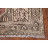 Pink Geometric Hamedan Persian Vintage Rug Hand-Knotted Wool Carpet - 4'1" x 6'6"