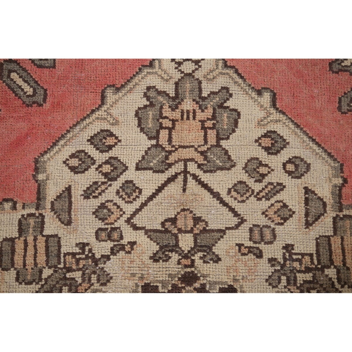 Pink Geometric Hamedan Persian Vintage Rug Hand-Knotted Wool Carpet - 4'1" x 6'6"