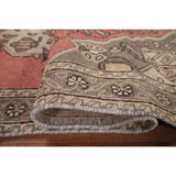 Pink Geometric Hamedan Persian Vintage Rug Hand-Knotted Wool Carpet - 4'1" x 6'6"