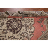 Pink Geometric Hamedan Persian Vintage Rug Hand-Knotted Wool Carpet - 4'1" x 6'6"