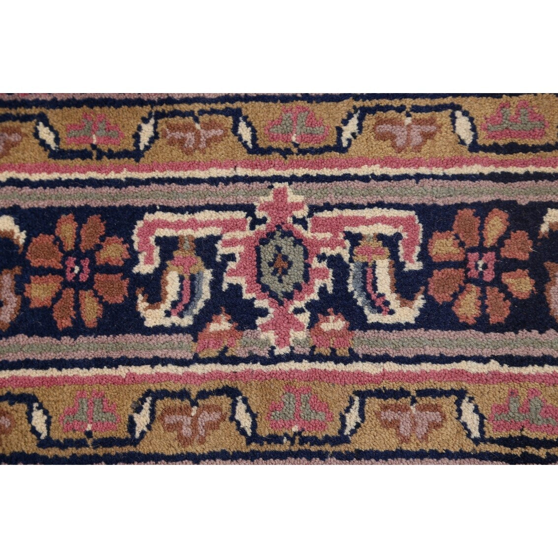 Pink Geometric Kashan Oriental Area Rug Wool Handmade Carpet - 6'4" x 9'9"