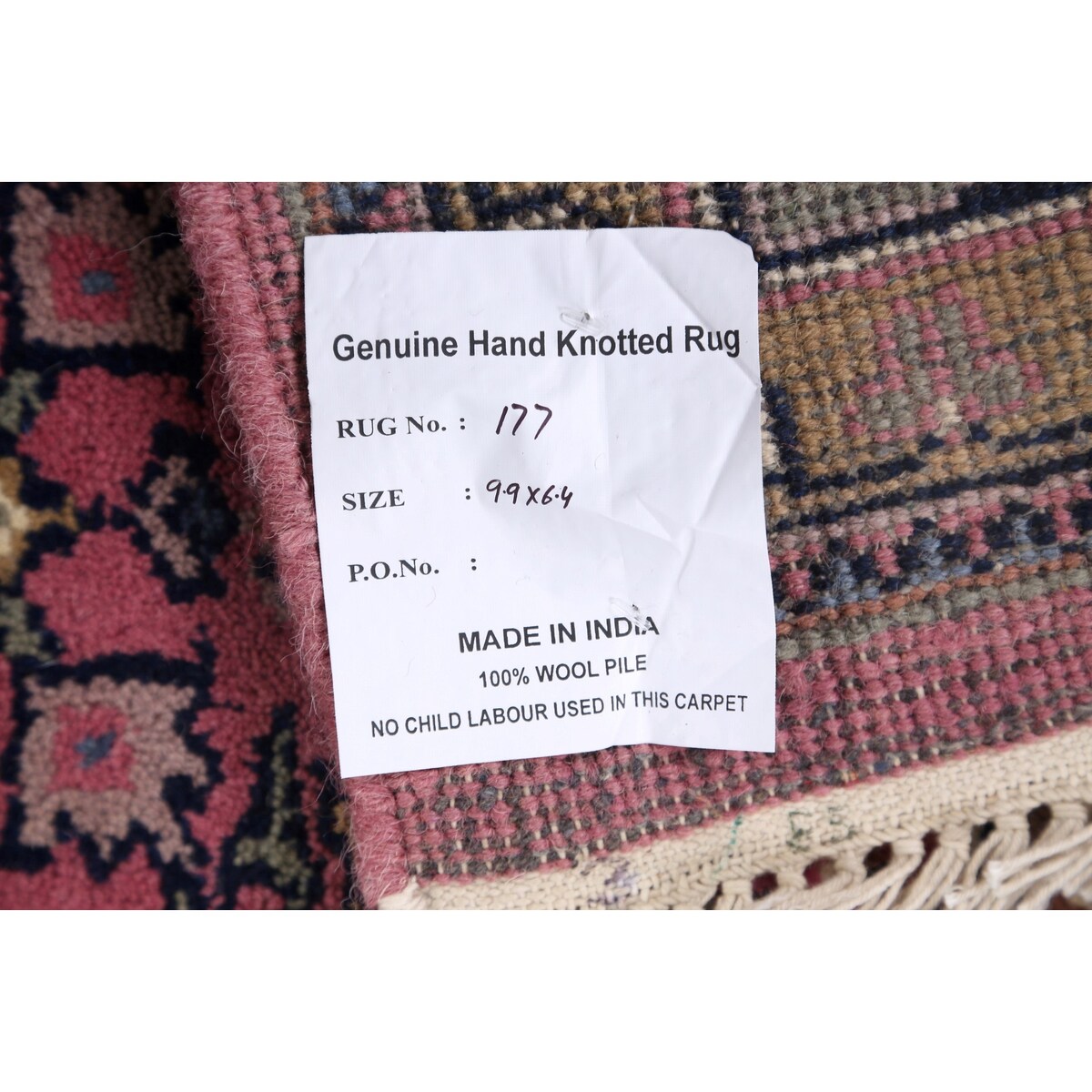 Pink Geometric Kashan Oriental Area Rug Wool Handmade Carpet - 6'4" x 9'9"