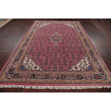 Pink Geometric Kashan Oriental Area Rug Wool Handmade Carpet - 6'4" x 9'9"