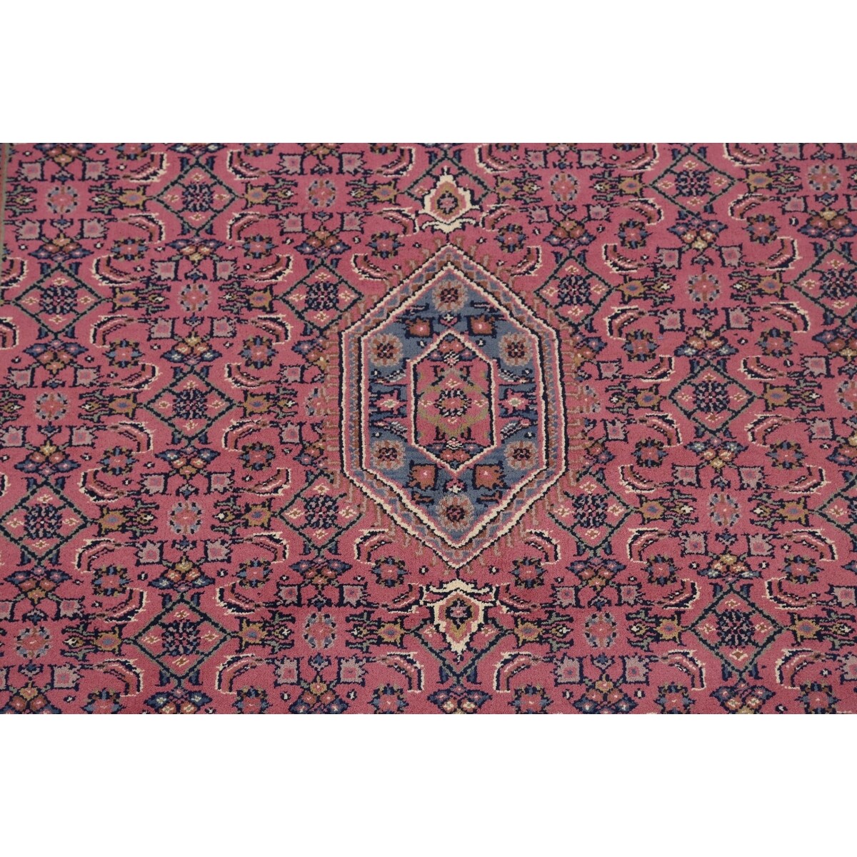 Pink Geometric Kashan Oriental Area Rug Wool Handmade Carpet - 6'4" x 9'9"