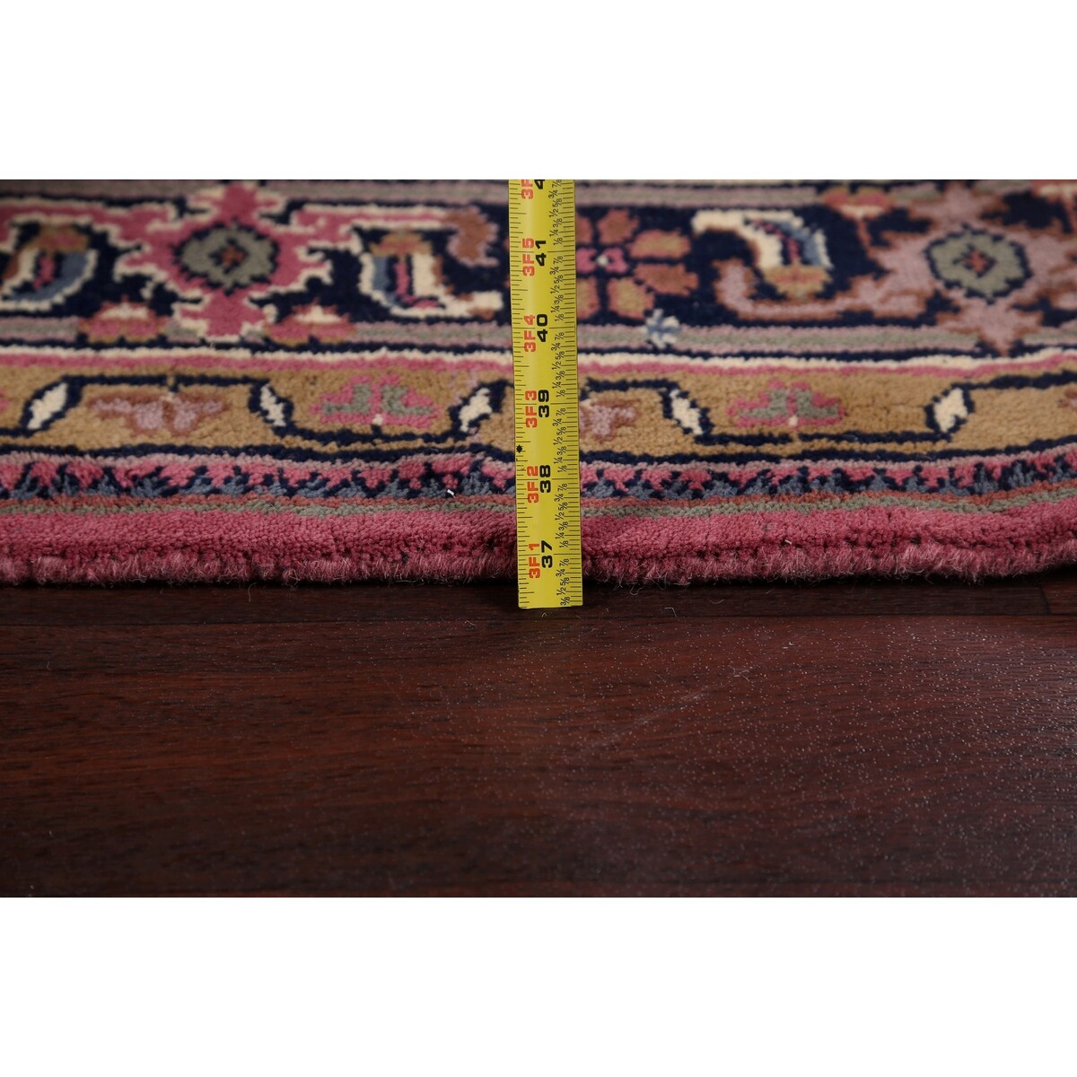 Pink Geometric Kashan Oriental Area Rug Wool Handmade Carpet - 6'4" x 9'9"