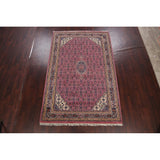 Pink Geometric Kashan Oriental Area Rug Wool Handmade Carpet - 6'4" x 9'9"