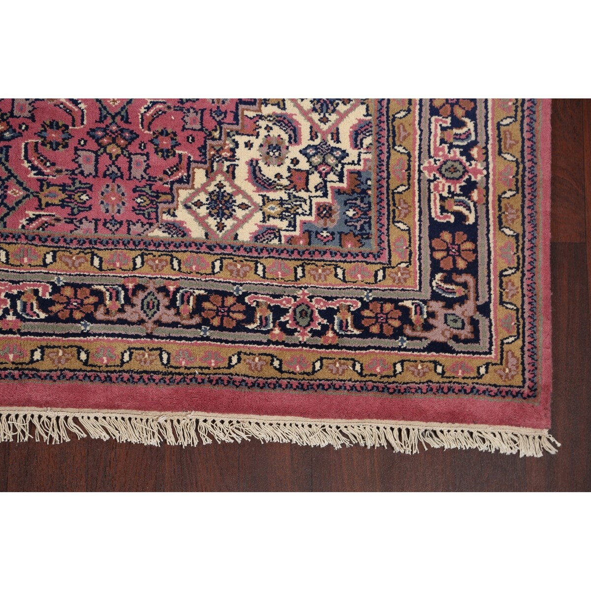 Pink Geometric Kashan Oriental Area Rug Wool Handmade Carpet - 6'4" x 9'9"