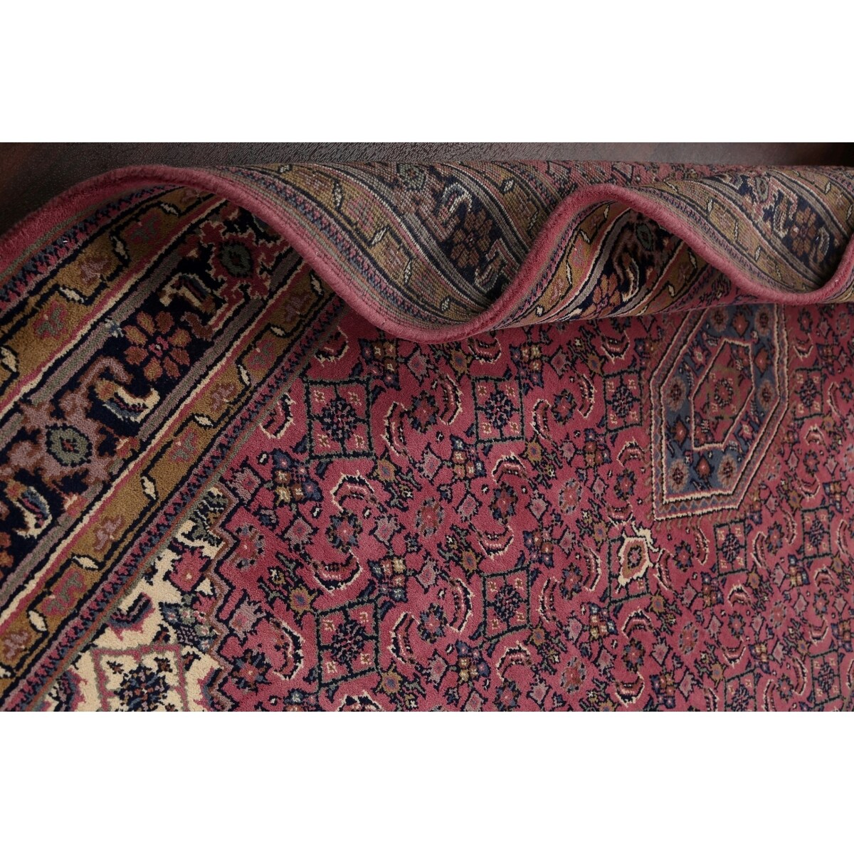 Pink Geometric Kashan Oriental Area Rug Wool Handmade Carpet - 6'4" x 9'9"