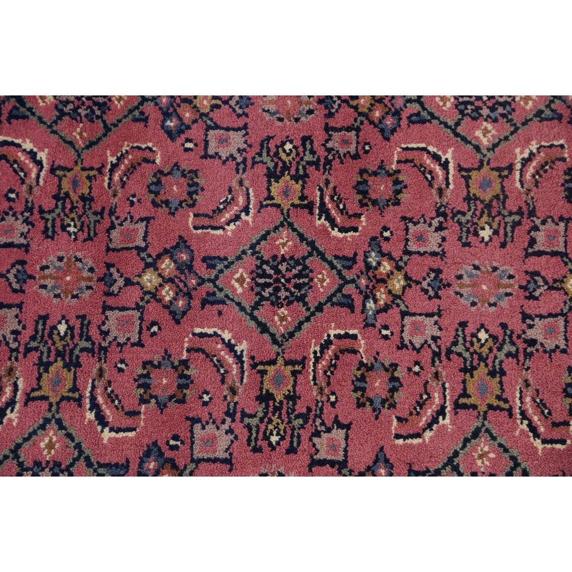 Pink Geometric Kashan Oriental Area Rug Wool Handmade Carpet - 6'4" x 9'9"