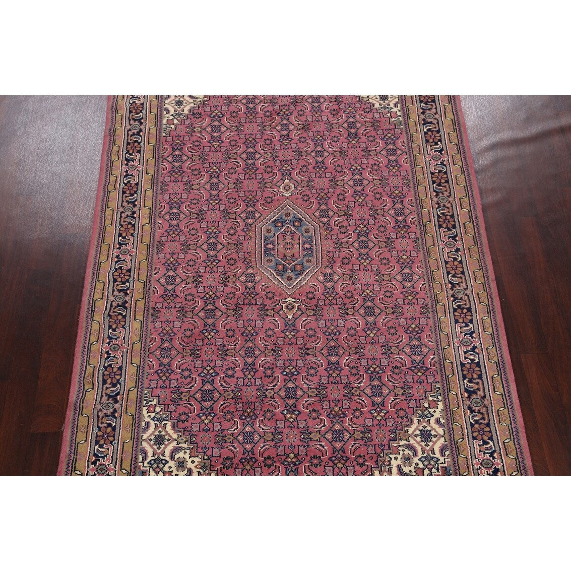 Pink Geometric Kashan Oriental Area Rug Wool Handmade Carpet - 6'4" x 9'9"