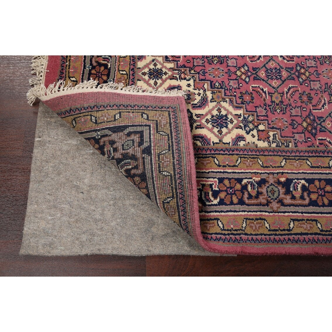 Pink Geometric Kashan Oriental Area Rug Wool Handmade Carpet - 6'4" x 9'9"