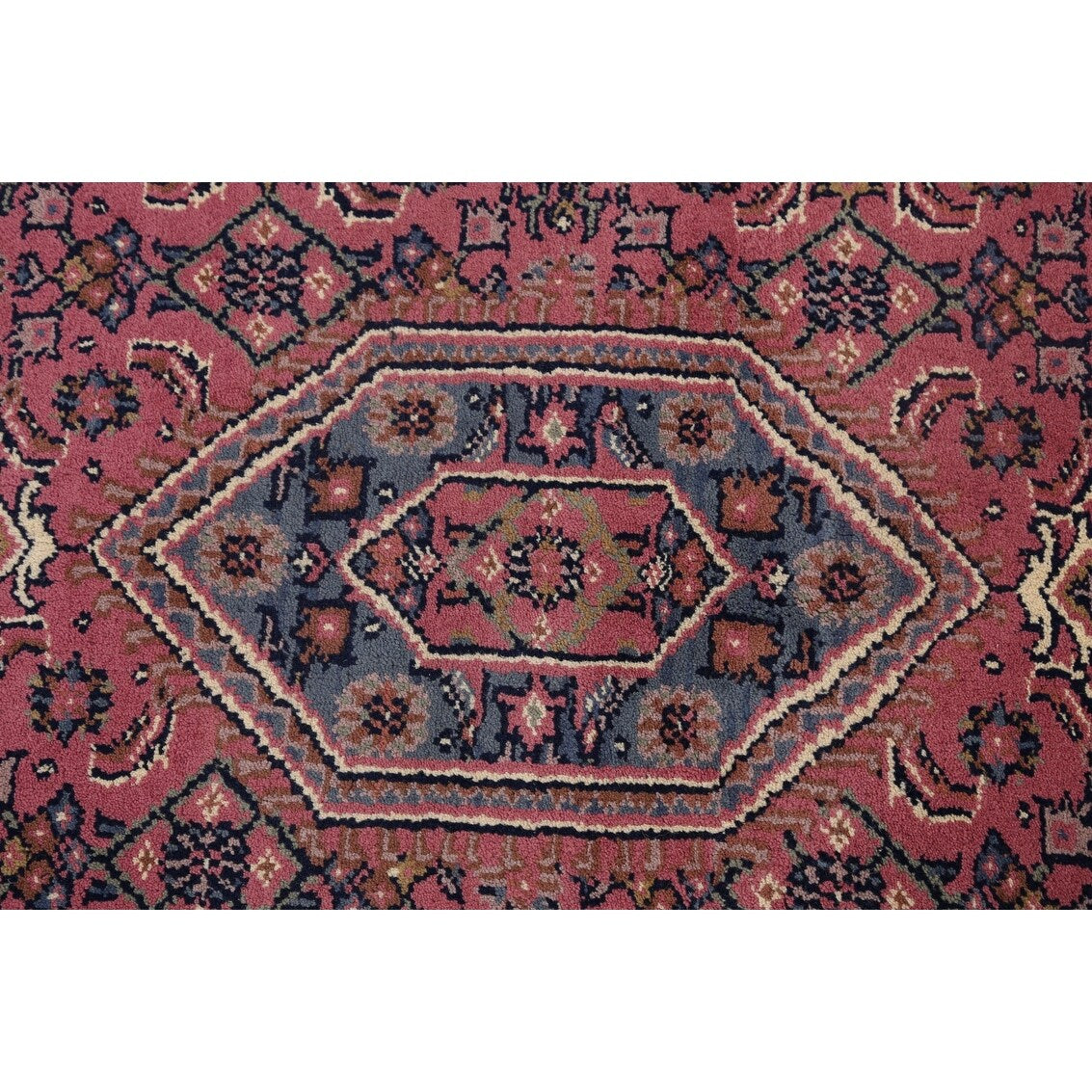 Pink Geometric Kashan Oriental Area Rug Wool Handmade Carpet - 6'4" x 9'9"
