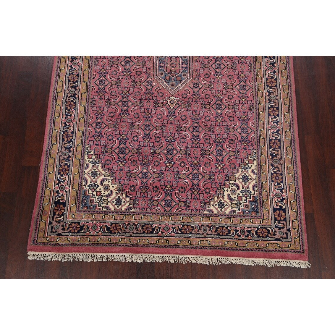 Pink Geometric Kashan Oriental Area Rug Wool Handmade Carpet - 6'4" x 9'9"