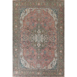 Pink Geometric Tabriz Persian Vintage Area Rug Handmade Wool Carpet - 9'7" x 12'3"
