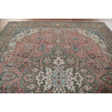 Pink Geometric Tabriz Persian Vintage Area Rug Handmade Wool Carpet - 9'7" x 12'3"
